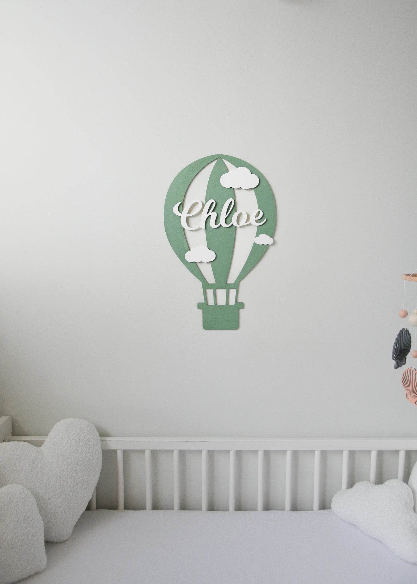 Personalized Hot Air Balloon Wooden Name Sign for Nursery - Minidreams Decor