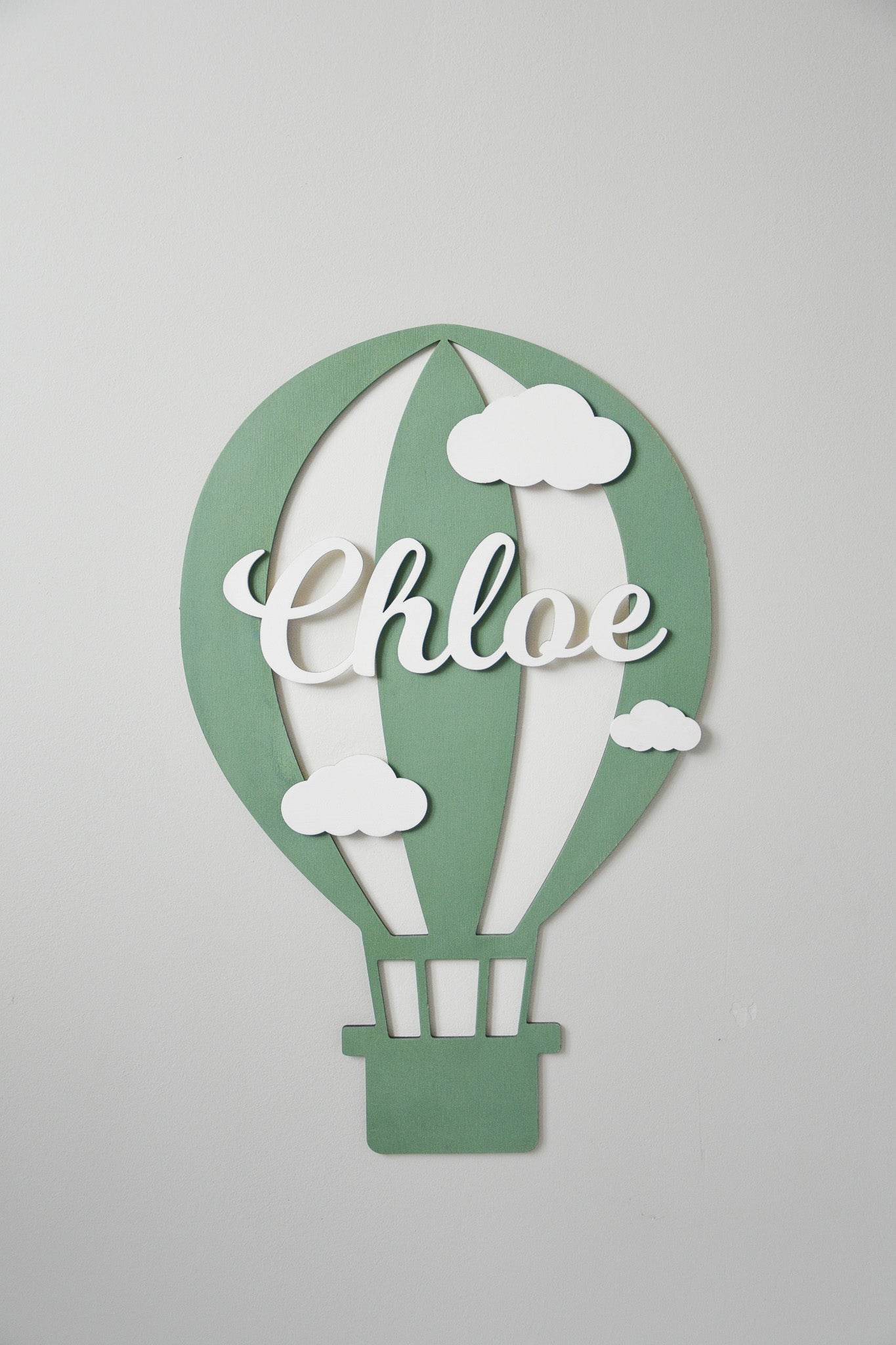 Personalized Hot Air Balloon Wooden Name Sign for Nursery - Minidreams Decor