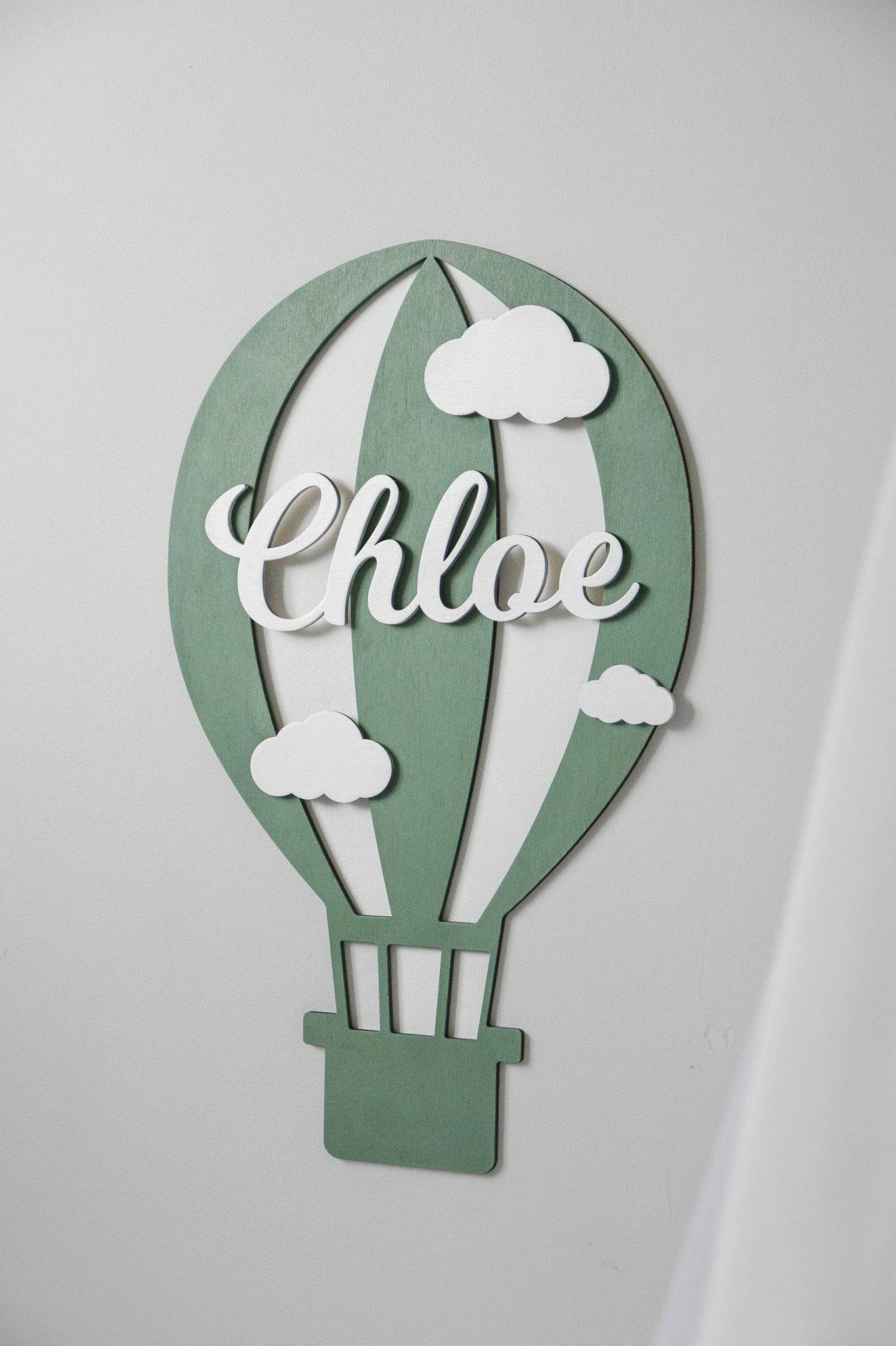 Personalized Hot Air Balloon Wooden Name Sign for Nursery - Minidreams Decor