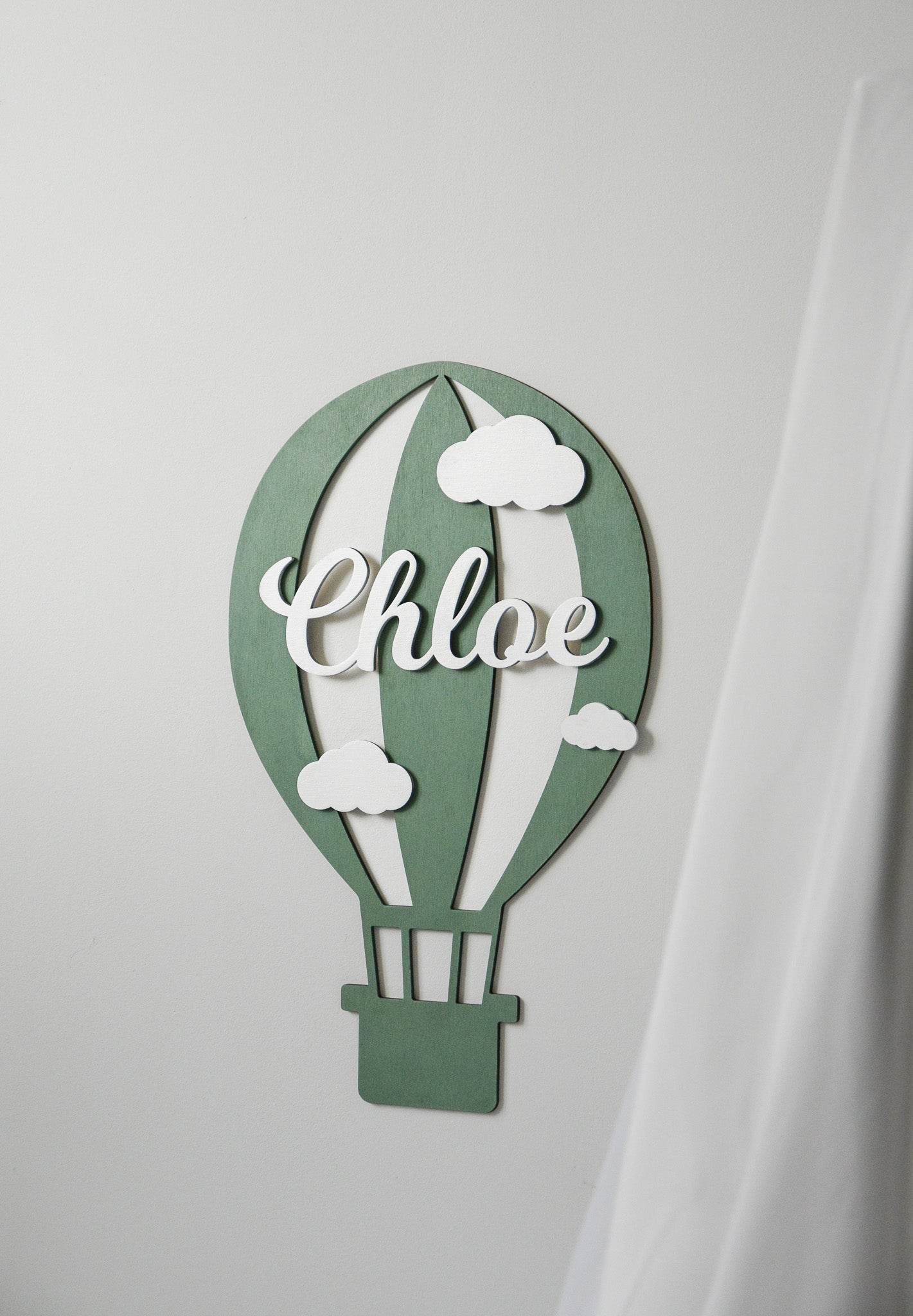 Personalized Hot Air Balloon Wooden Name Sign for Nursery - Minidreams Decor