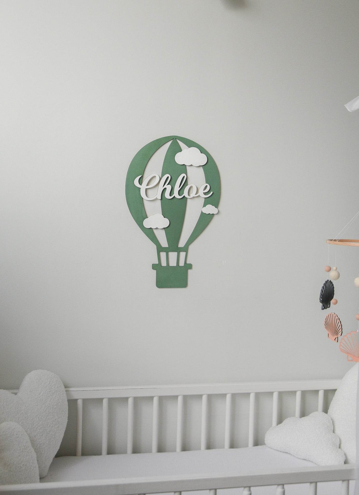Personalized Hot Air Balloon Wooden Name Sign for Nursery - Minidreams Decor