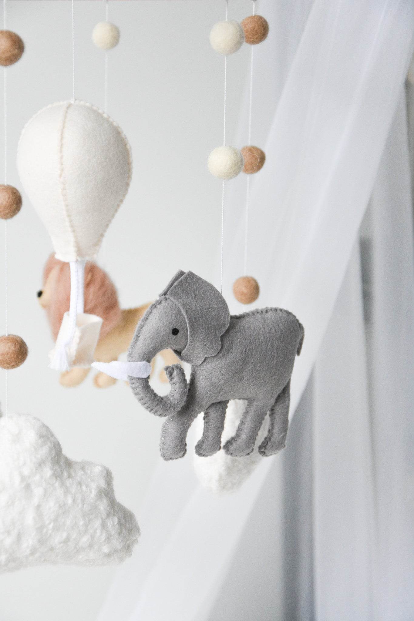 Safari-Themed Boucle handmade Baby crib Mobile - Minidreams Decor
