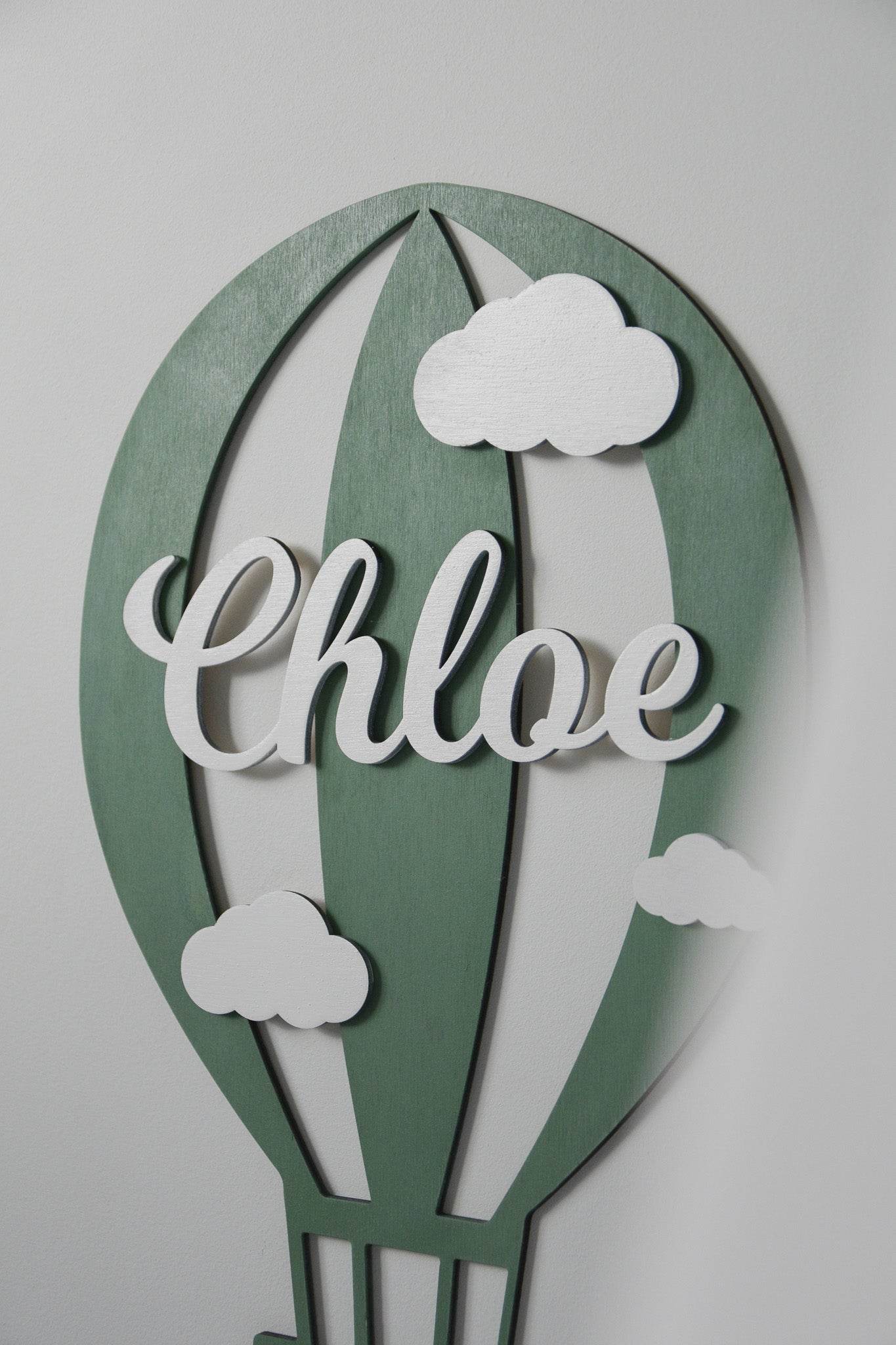 Personalized Hot Air Balloon Wooden Name Sign for Nursery - Minidreams Decor