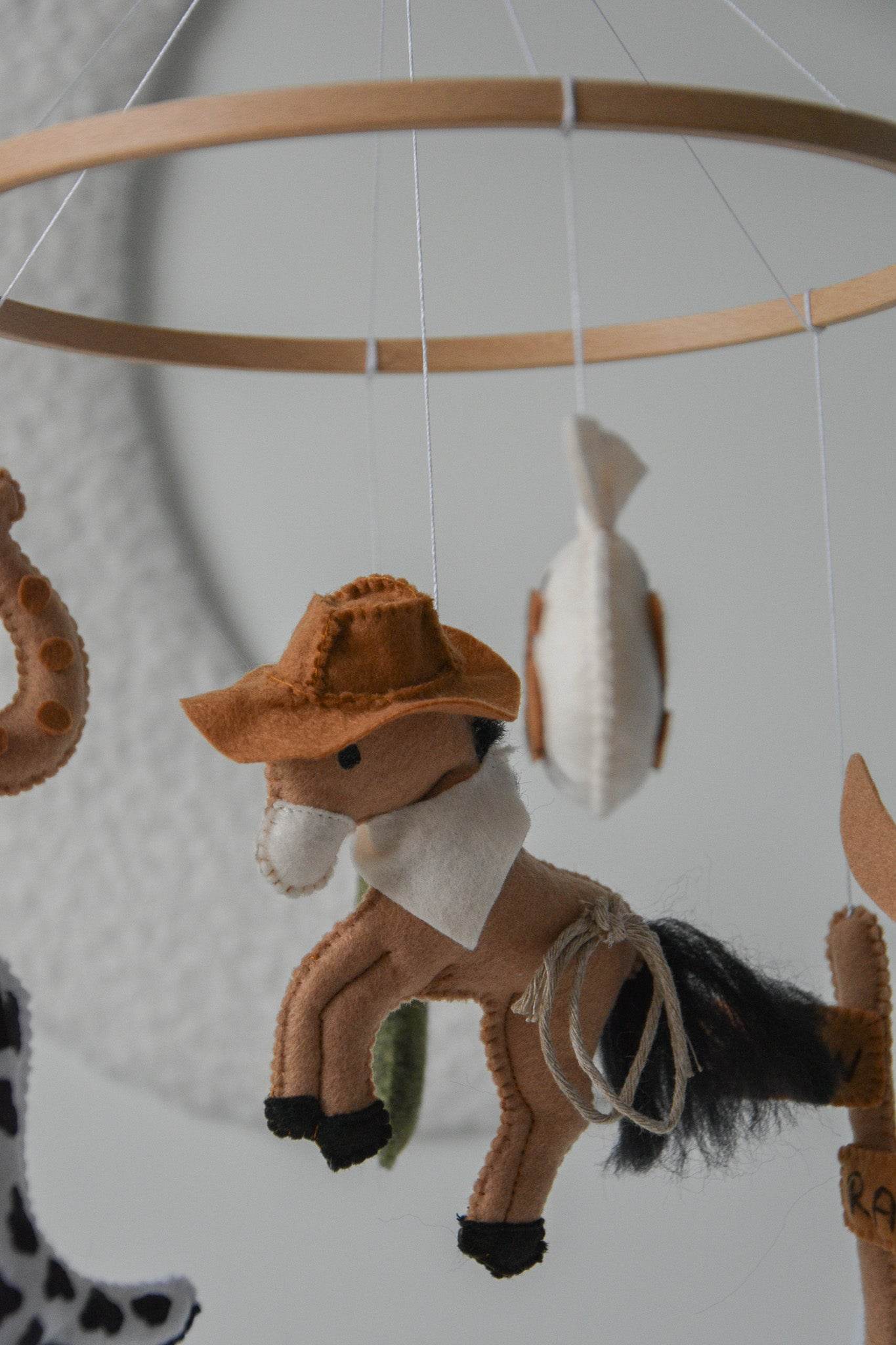 Wild West cowboy ranch themed handmade felt baby mobile - Minidreams Decor