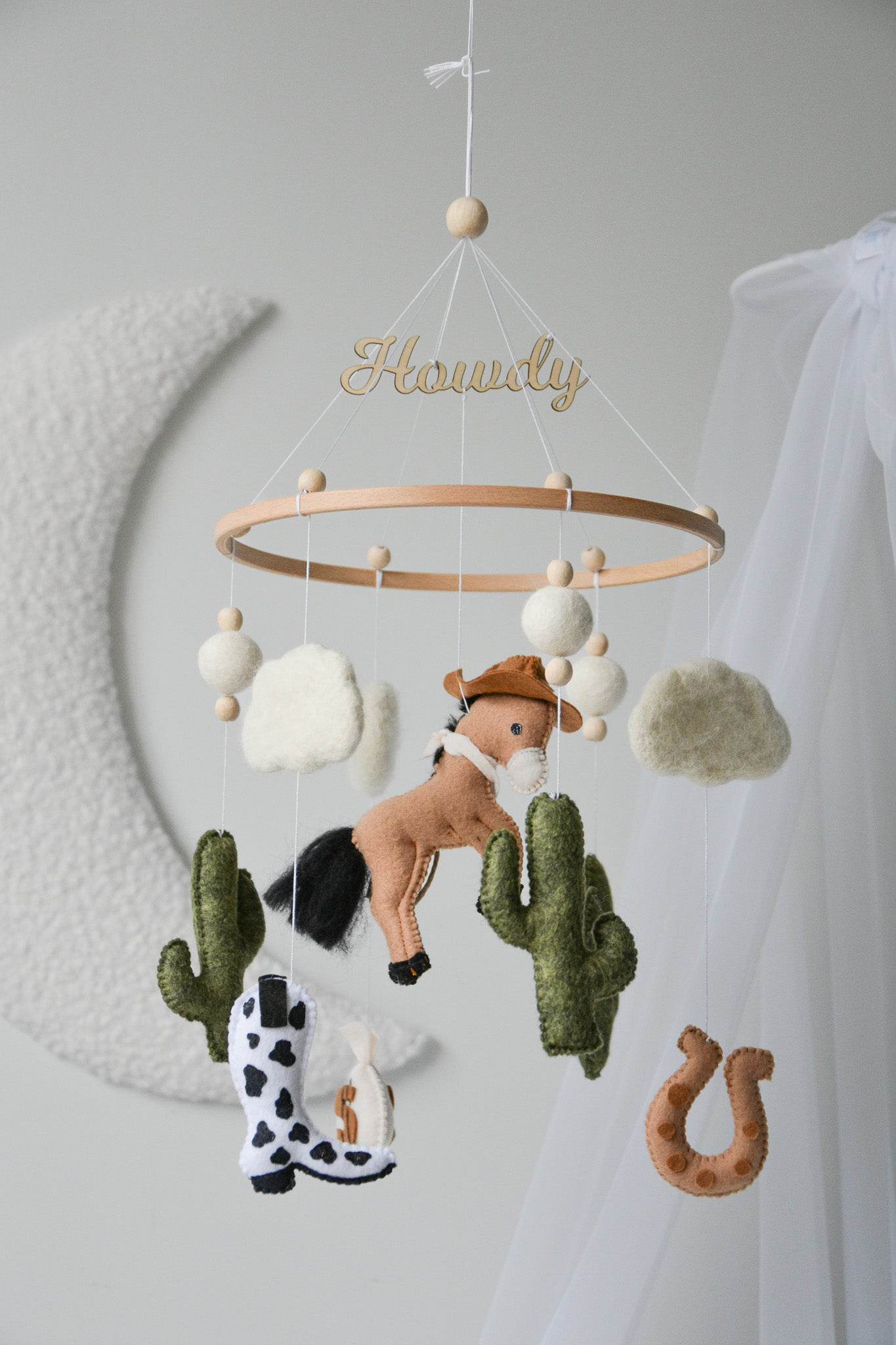 Wild West cowboy ranch themed handmade felt baby mobile - Minidreams Decor