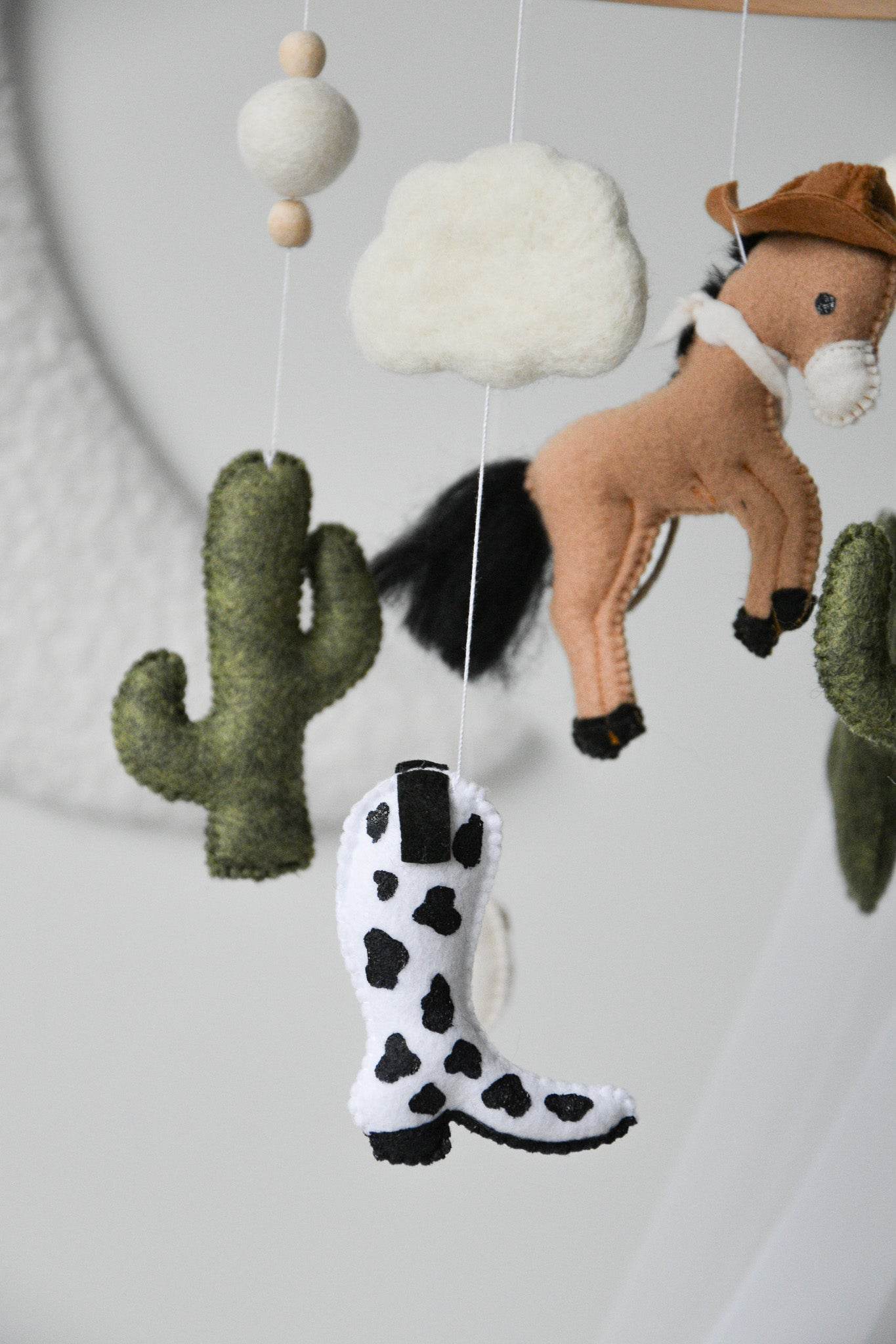 Wild West cowboy ranch themed handmade felt baby mobile - Minidreams Decor