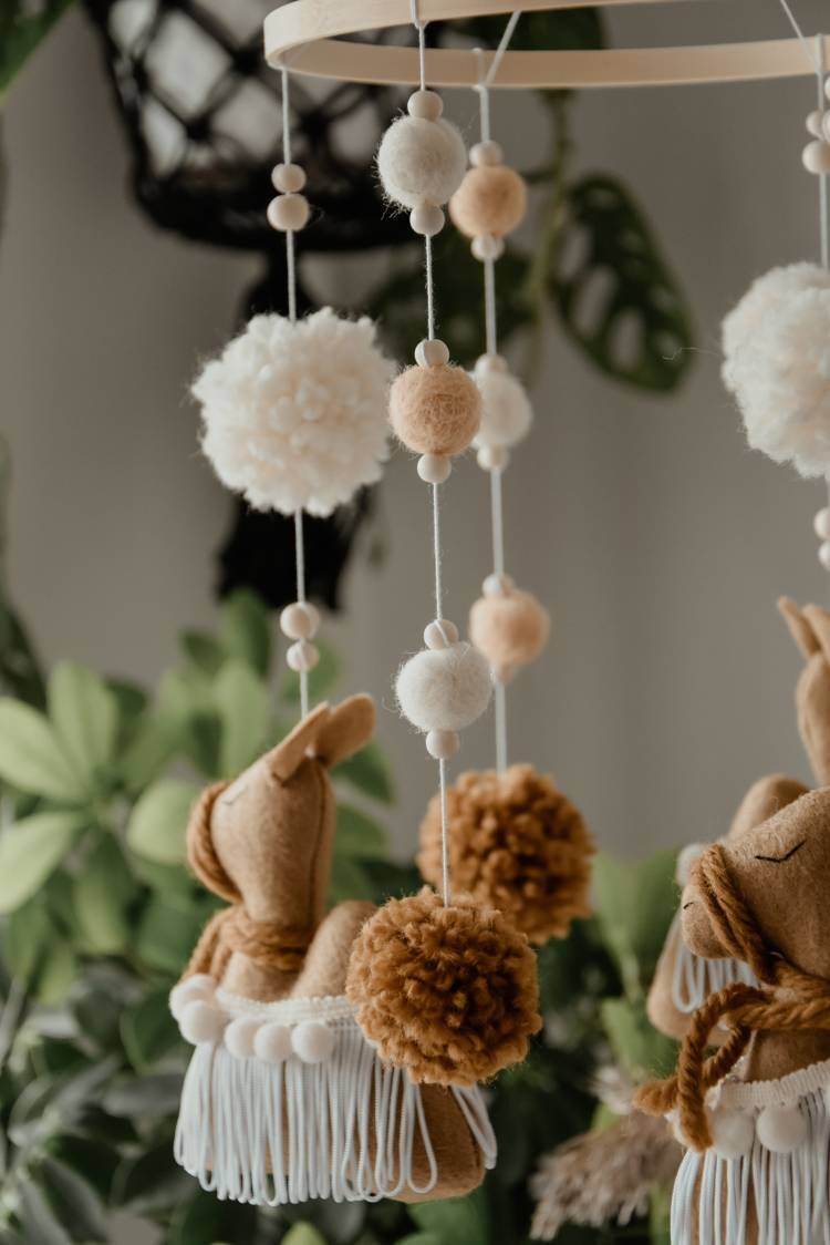 Boho mobile with camel and balls - Minidreams Decor