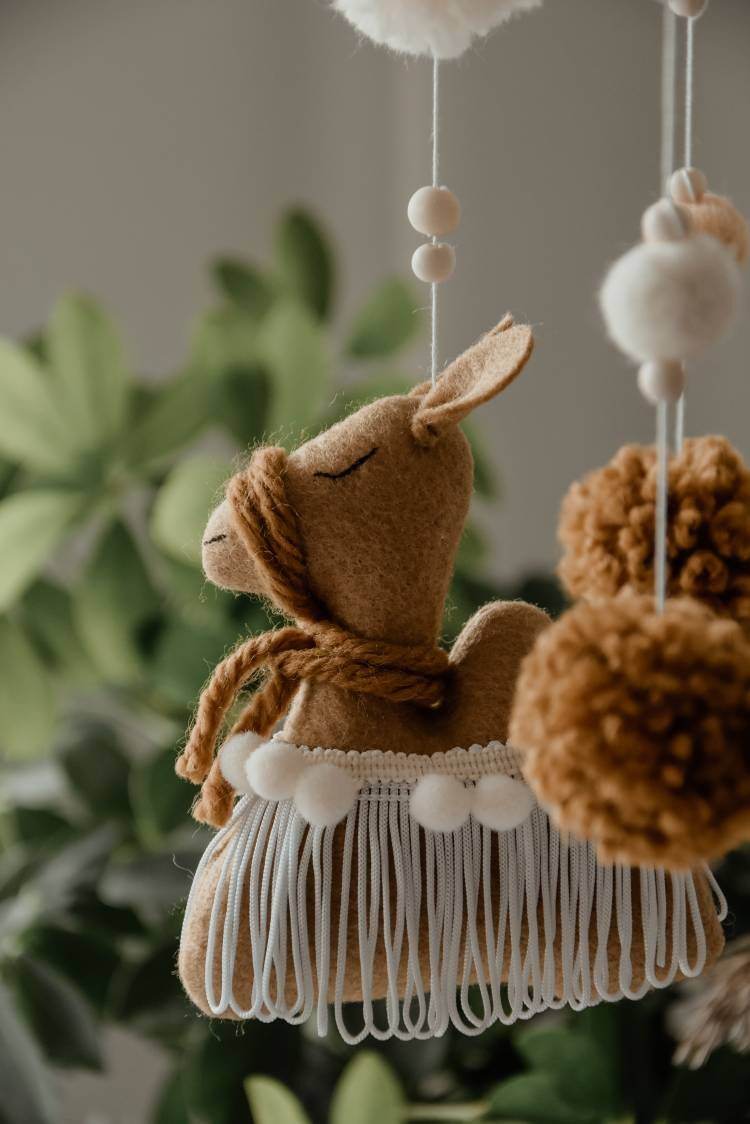 Boho mobile with camel and balls - Minidreams Decor