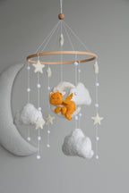 Dragon Boucle clouds and moon baby nursery mobile - Minidreams Decor