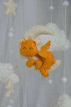 Dragon Boucle clouds and moon baby nursery mobile - Minidreams Decor