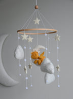 Dragon Boucle clouds and moon baby nursery mobile - Minidreams Decor