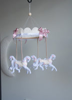 Vintage Horse Carousel Baby Mobile – Handmade Felt Crib Mobile