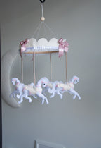 Vintage Horse Carousel Baby Mobile – Handmade Felt Crib Mobile