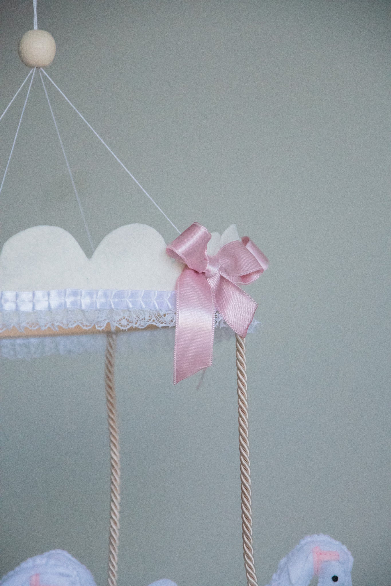 Vintage Horse Carousel Baby Mobile – Handmade Felt Crib Mobile