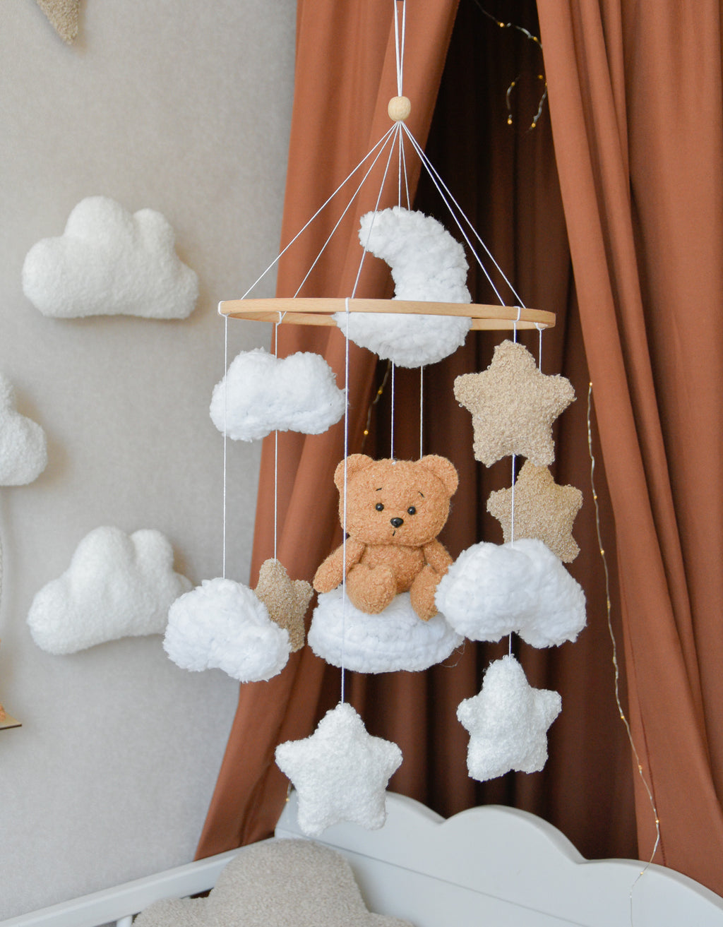 Teddy Bear sitting on the cloud baby mobile