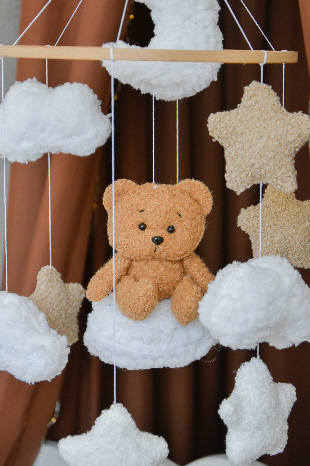 Teddy Bear sitting on the cloud baby mobile