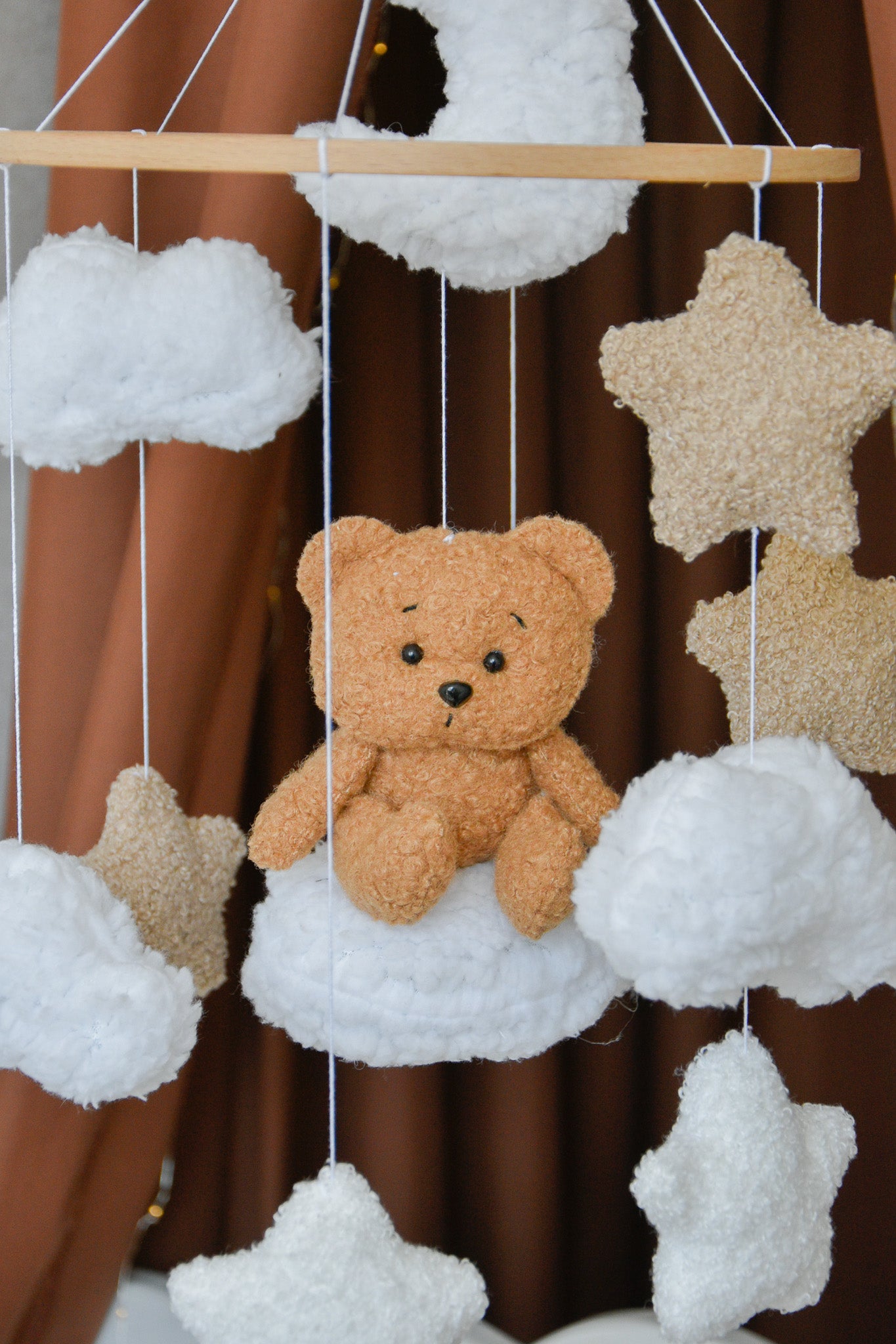 Teddy Bear sitting on the cloud baby mobile