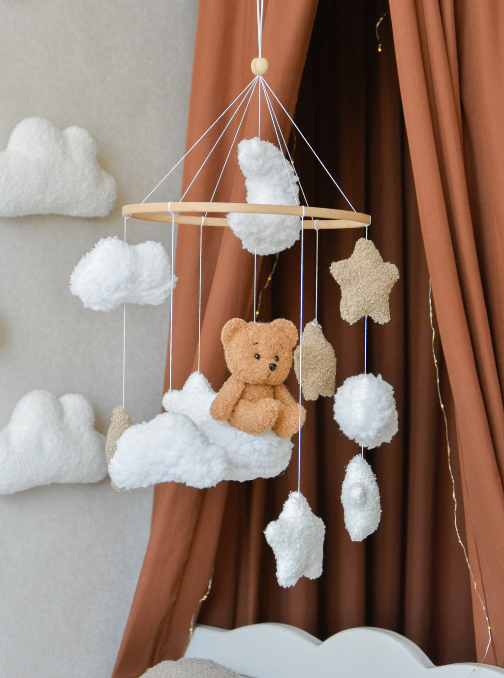 Teddy Bear sitting on the cloud baby mobile