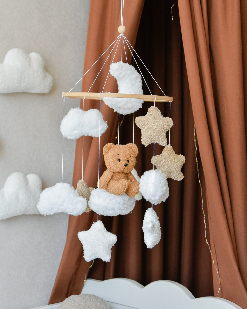 Teddy Bear sitting on the cloud baby mobile