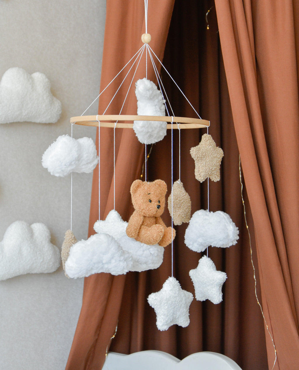 Teddy Bear sitting on the cloud baby mobile