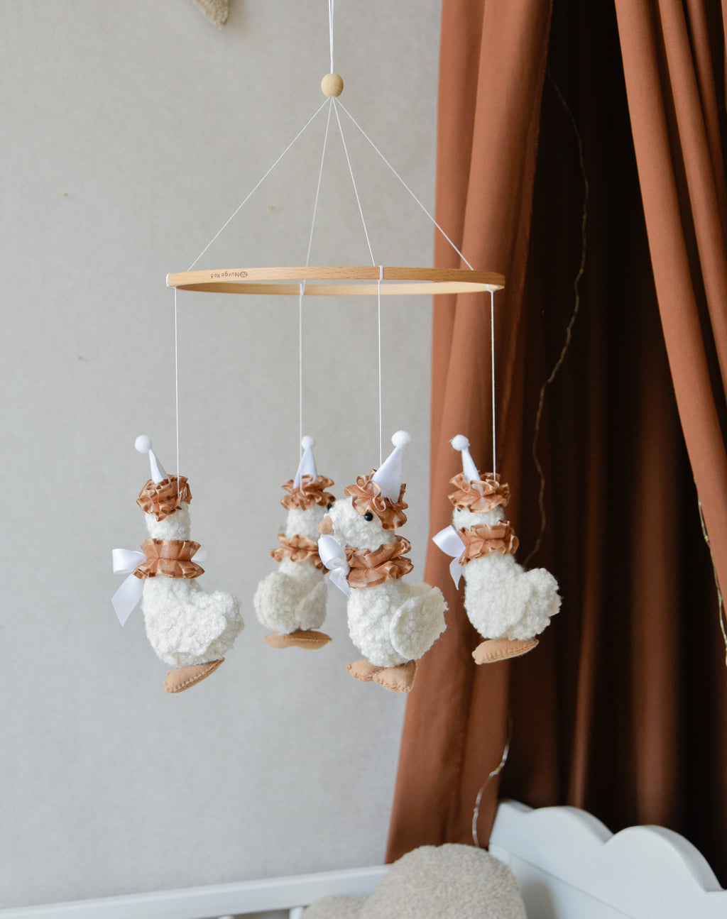Vintage Goose Carousel Baby Mobile – Handmade Felt Crib Mobile