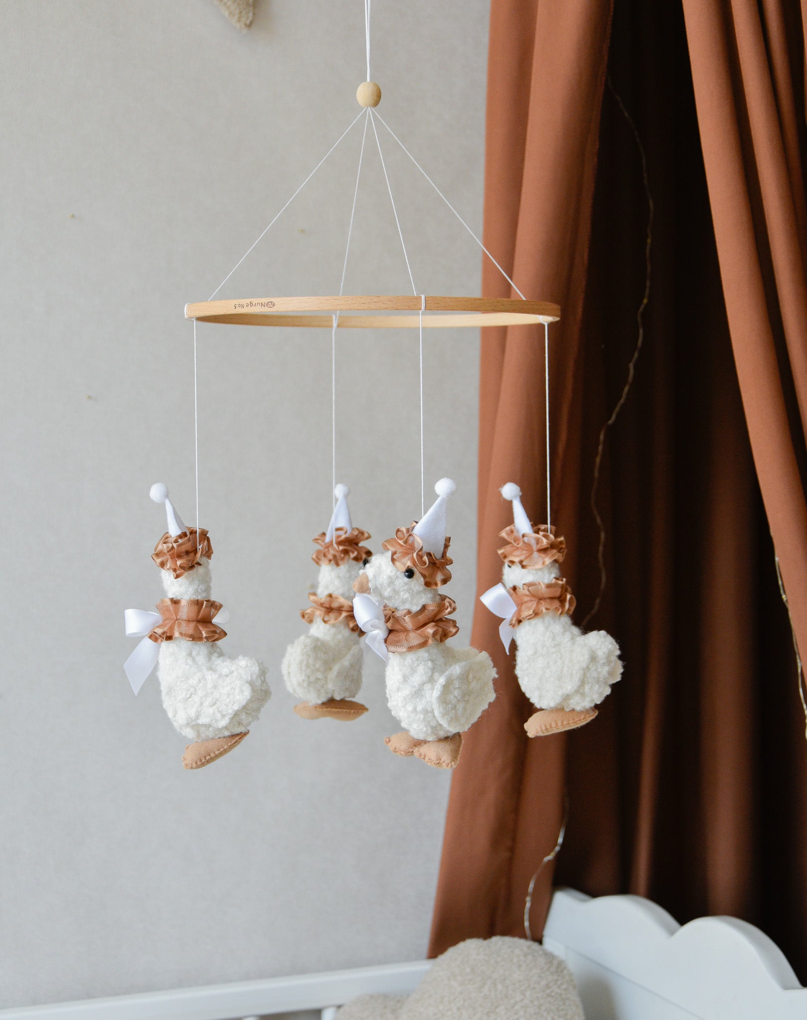 Vintage Goose Carousel Baby Mobile – Handmade Felt Crib Mobile