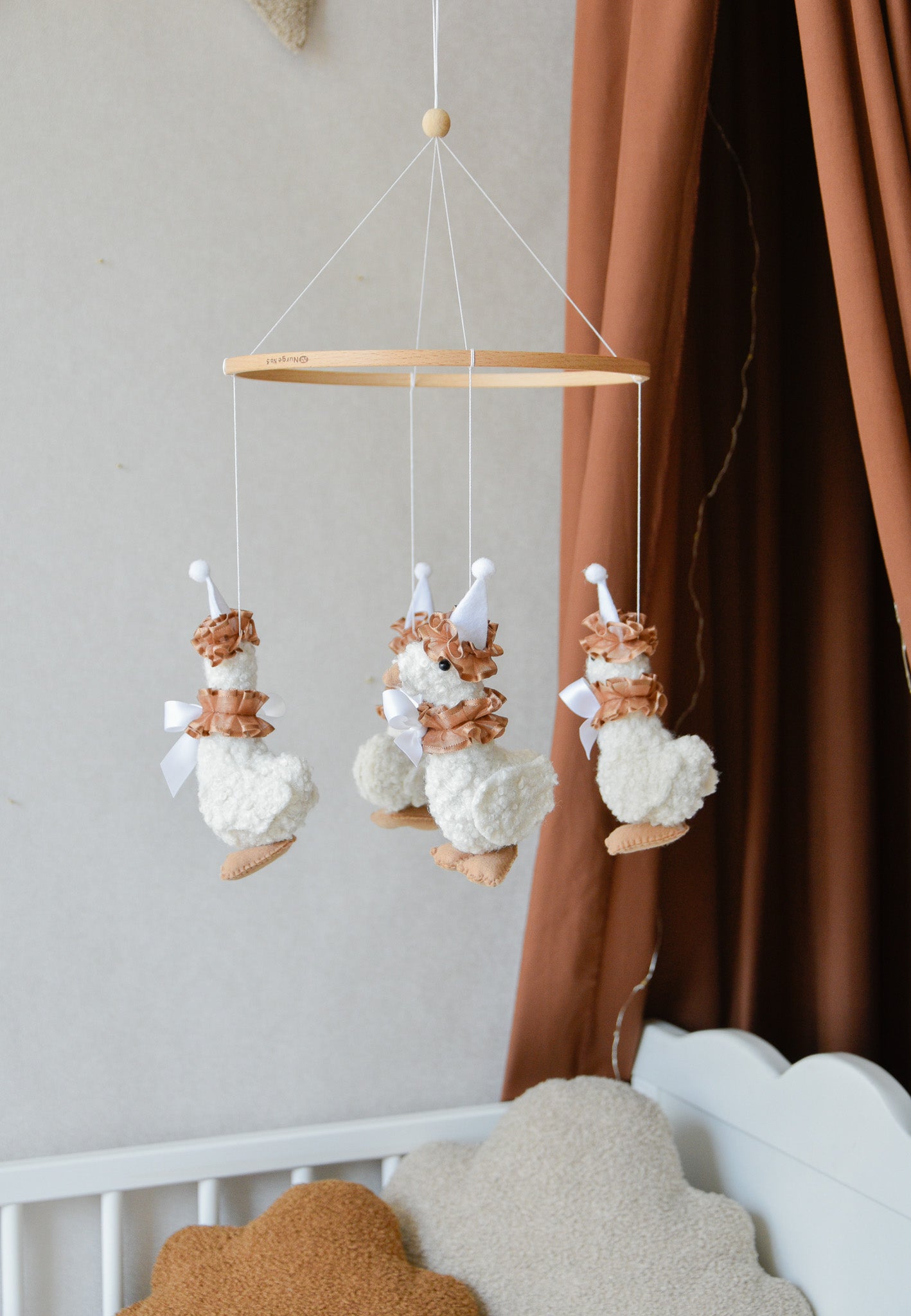 Vintage Goose Carousel Baby Mobile – Handmade Felt Crib Mobile
