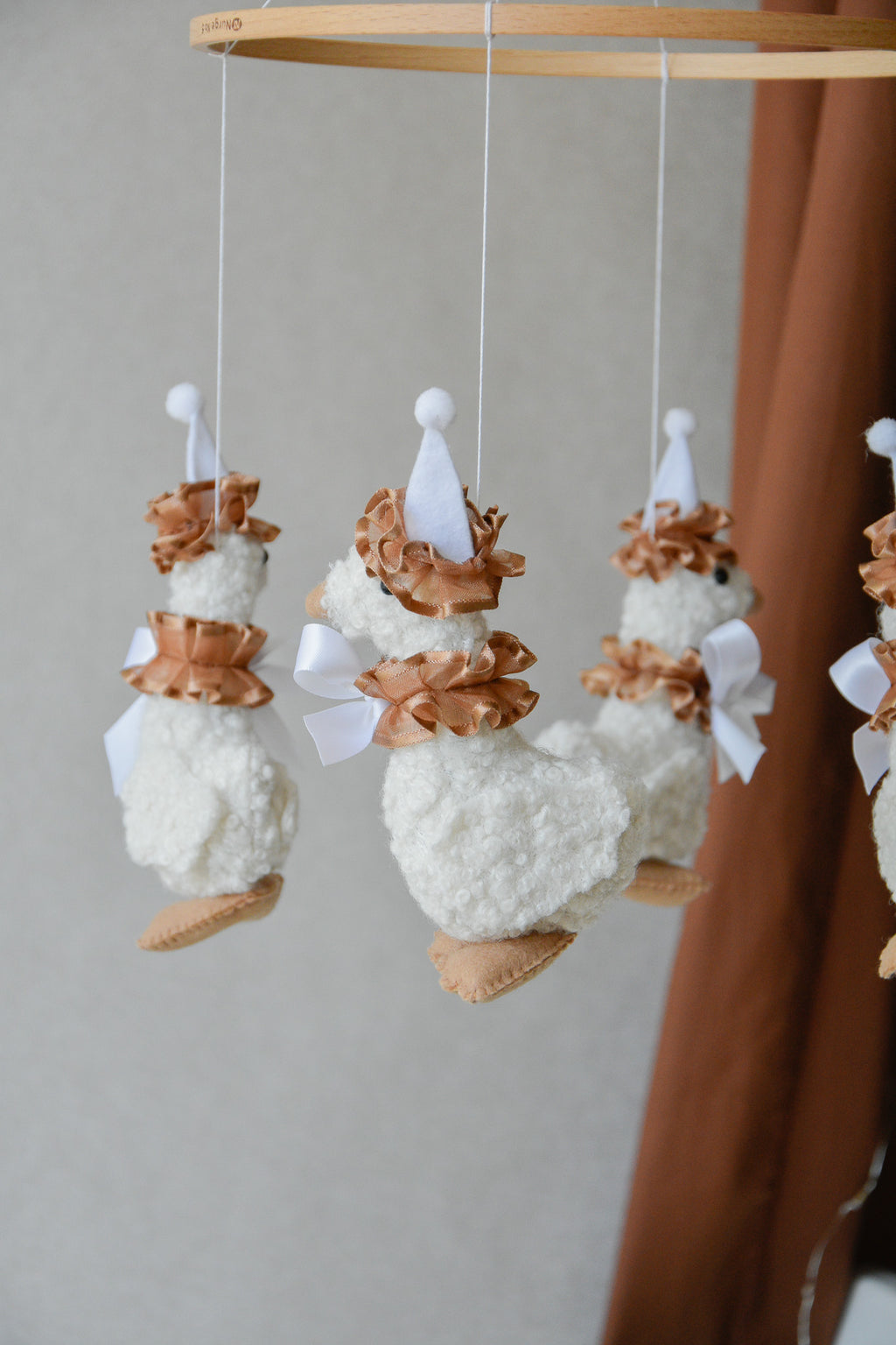 Vintage Goose Carousel Baby Mobile – Handmade Felt Crib Mobile