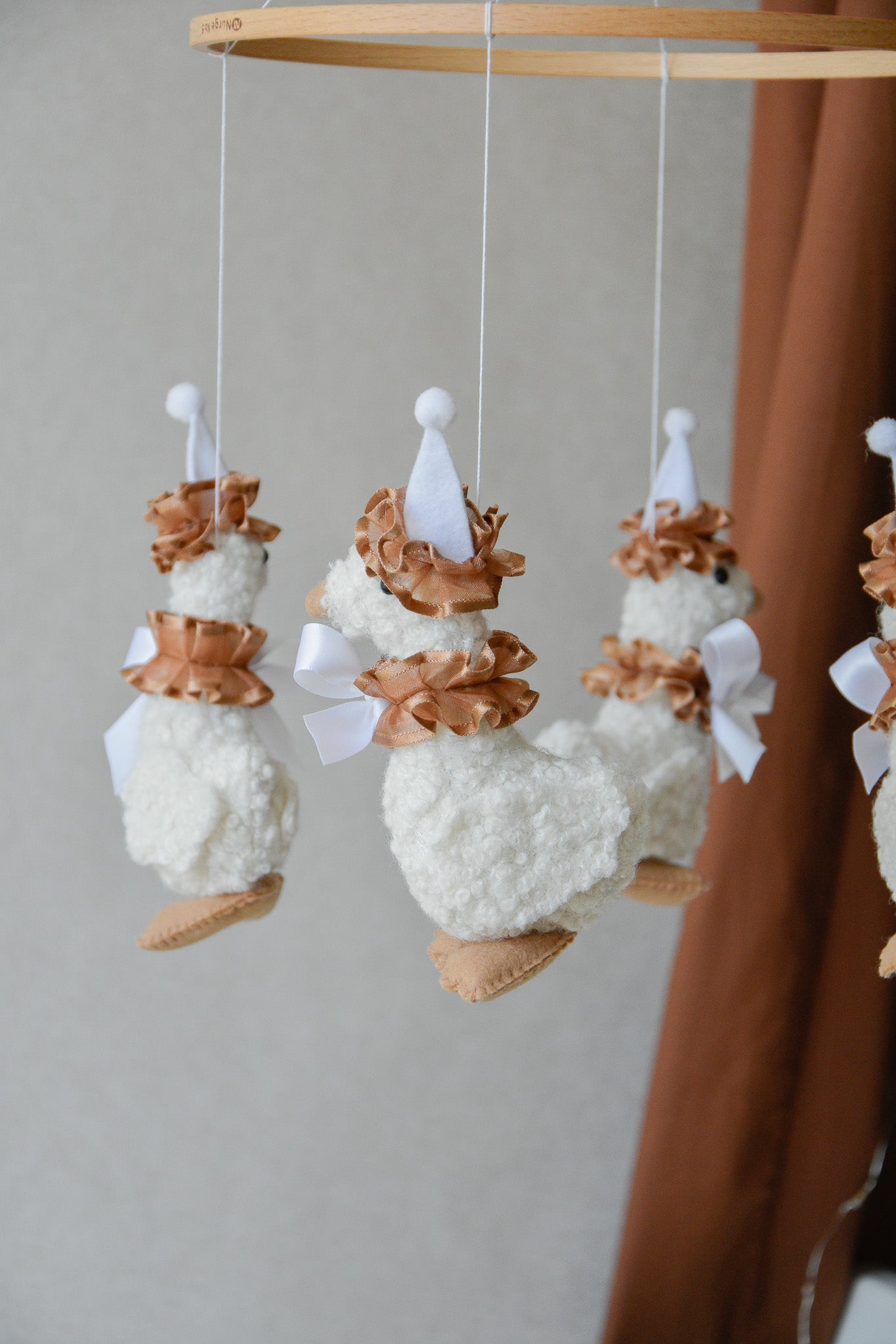 Vintage Goose Carousel Baby Mobile – Handmade Felt Crib Mobile