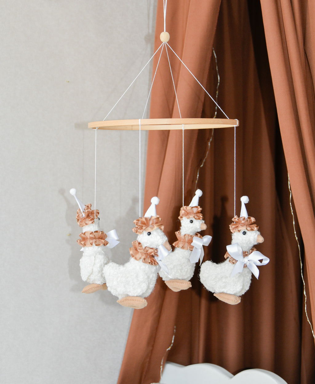 Vintage Goose Carousel Baby Mobile – Handmade Felt Crib Mobile