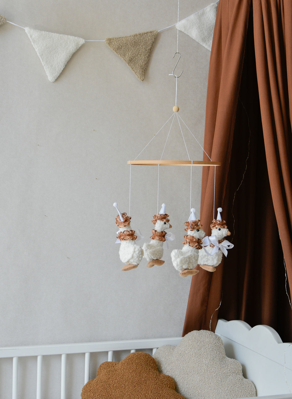 Vintage Goose Carousel Baby Mobile – Handmade Felt Crib Mobile