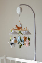 Fluffy felt clouds and butterflys handmade baby nursery mobile - Minidreams Decor