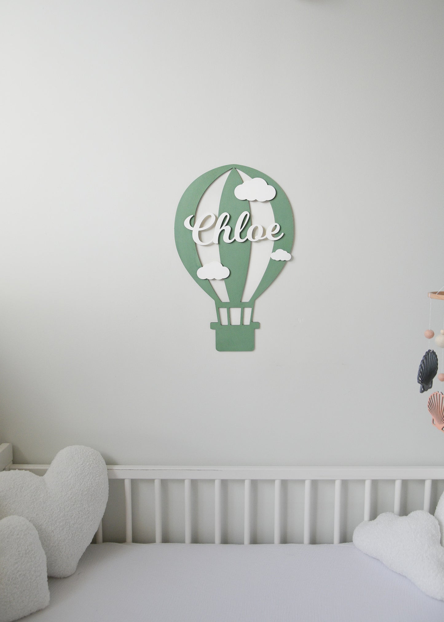 Personalized Hot Air Balloon Wooden Name Sign for Nursery