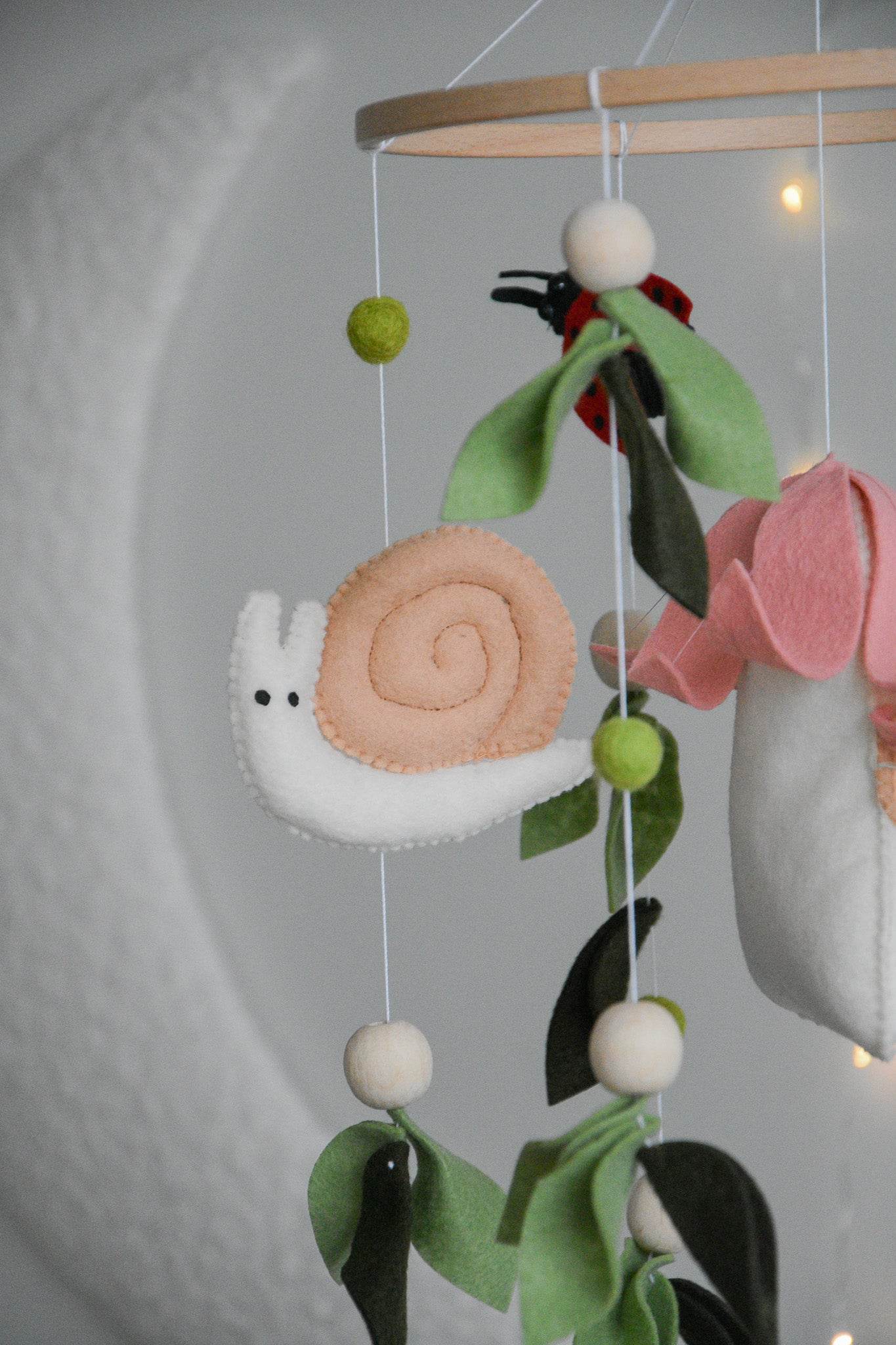 Woodland Fairy Forest Themed Baby crib Mobile, snail nursery, ladybug floral decor - Minidreams Decor