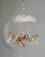 Vintage Horse Carousel Baby Mobile – Handmade Felt Crib Mobile