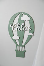 Personalized Hot Air Balloon Wooden Name Sign for Nursery - Minidreams Decor