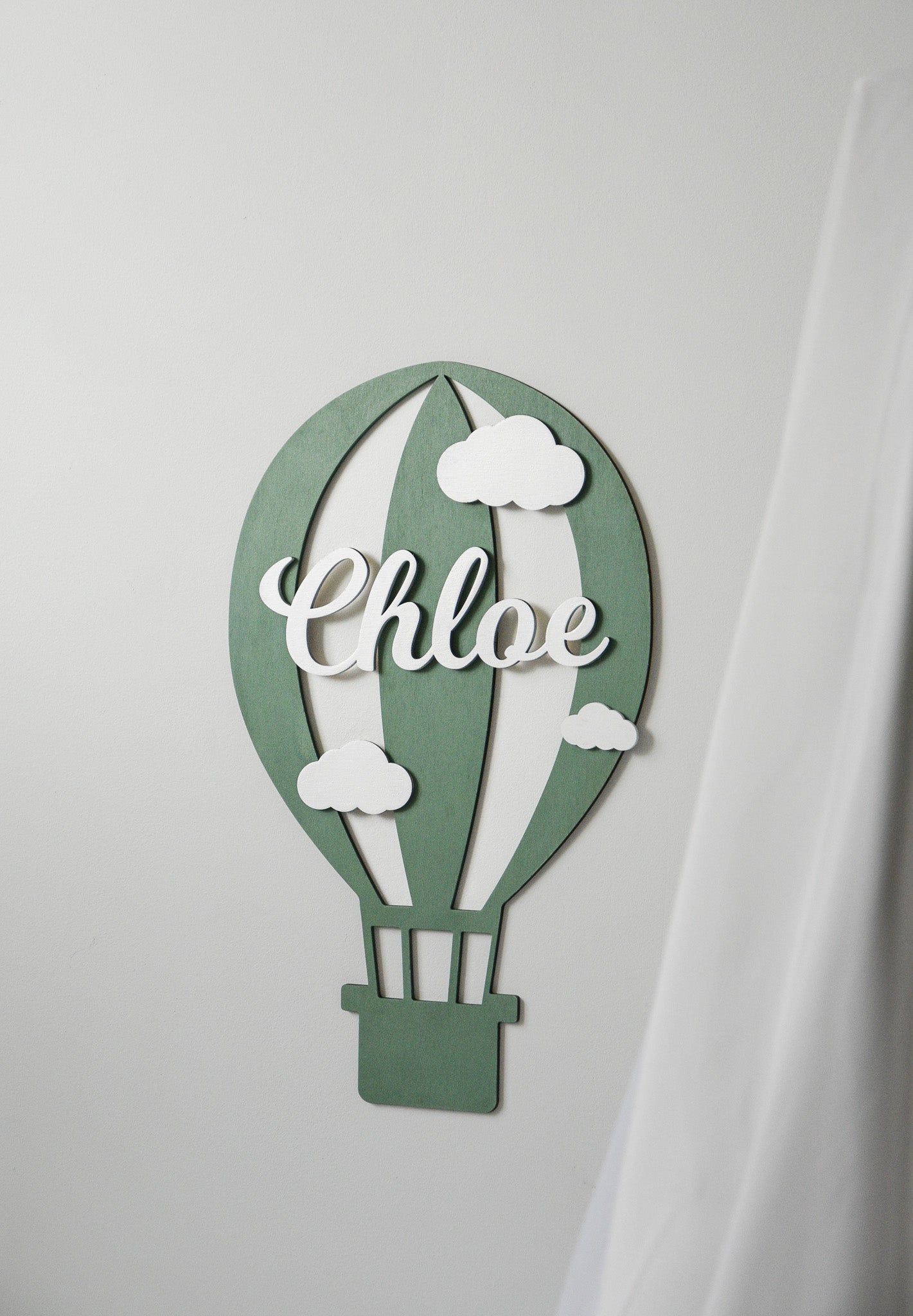 Personalized Hot Air Balloon Wooden Name Sign for Nursery