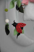 Woodland Fairy Forest Themed Baby crib Mobile, snail nursery, ladybug floral decor - Minidreams Decor