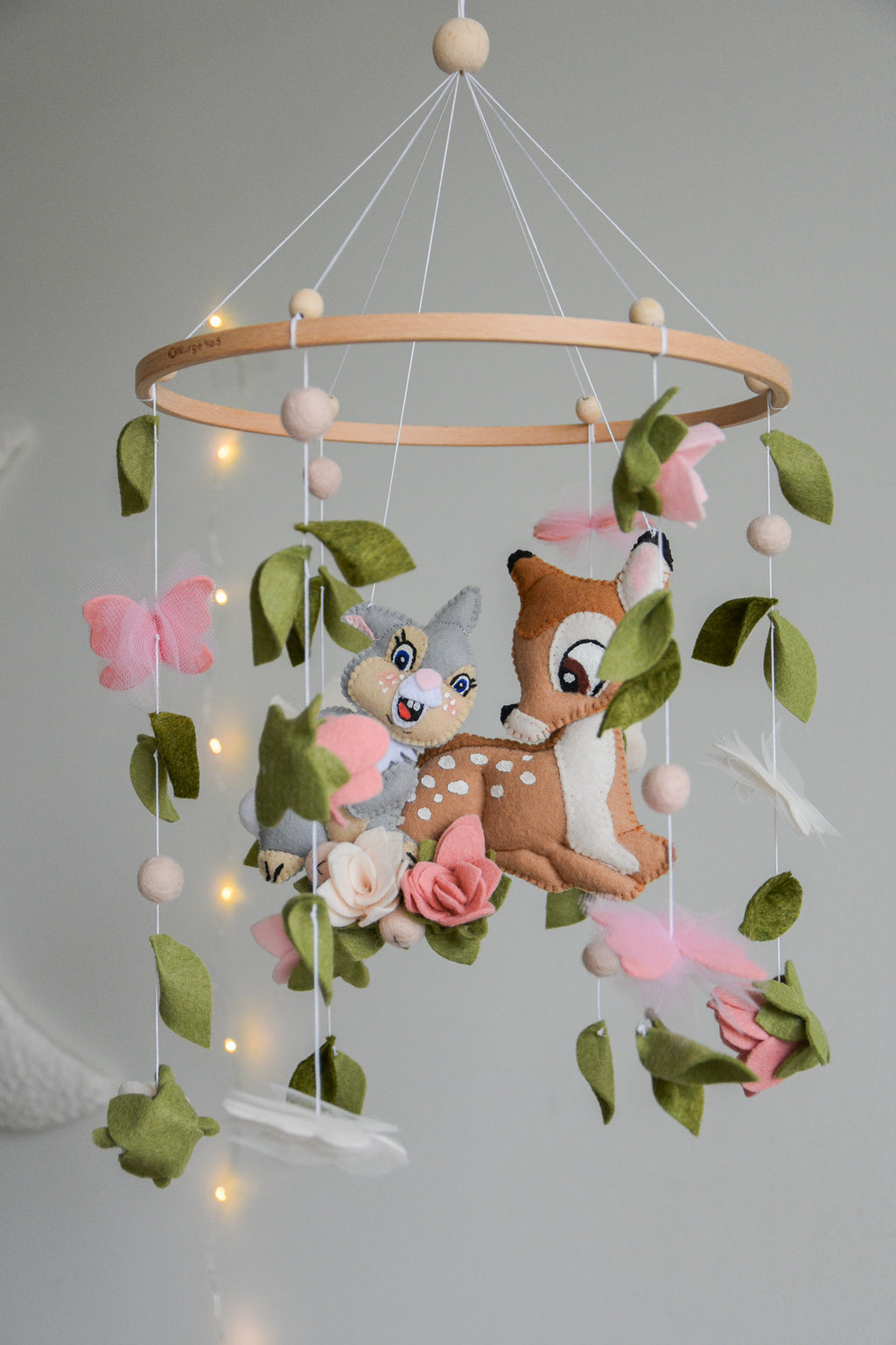 Bambi and Thumper Woodland  Baby Crib Mobile - Forest Floral Themed Nursery Decor