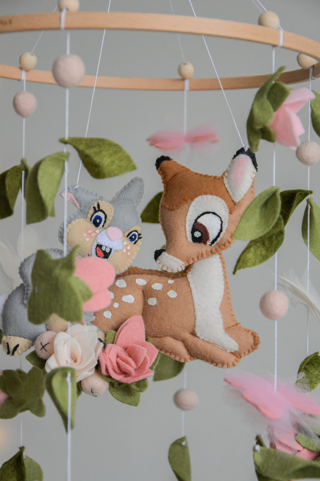 Bambi and Thumper Woodland  Baby Crib Mobile - Forest Floral Themed Nursery Decor