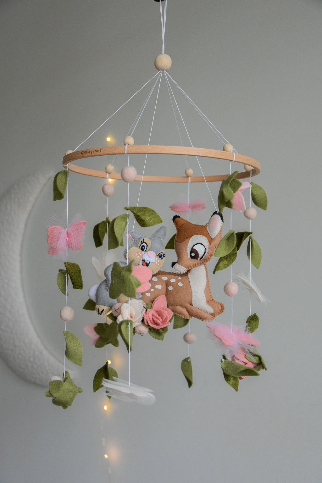 Bambi and Thumper Woodland  Baby Crib Mobile - Forest Floral Themed Nursery Decor