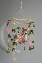 Bambi and Thumper Woodland  Baby Crib Mobile - Forest Floral Themed Nursery Decor