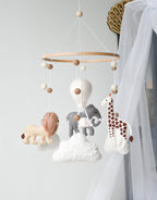 Safari-Themed Boucle handmade Baby crib Mobile - Minidreams Decor