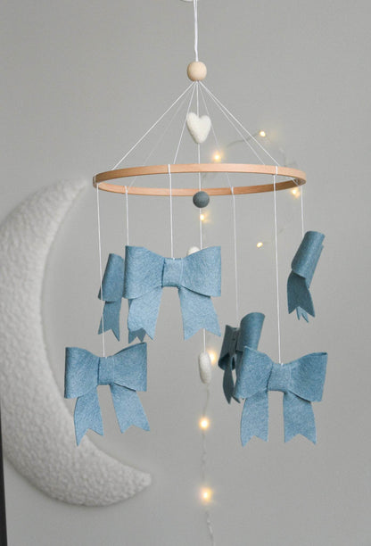 Blue bows boy Baby crib Mobile - Minidreams Decor