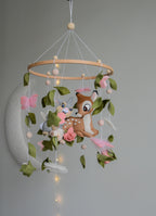 Bambi and Thumper Woodland  Baby Crib Mobile - Forest Floral Themed Nursery Decor