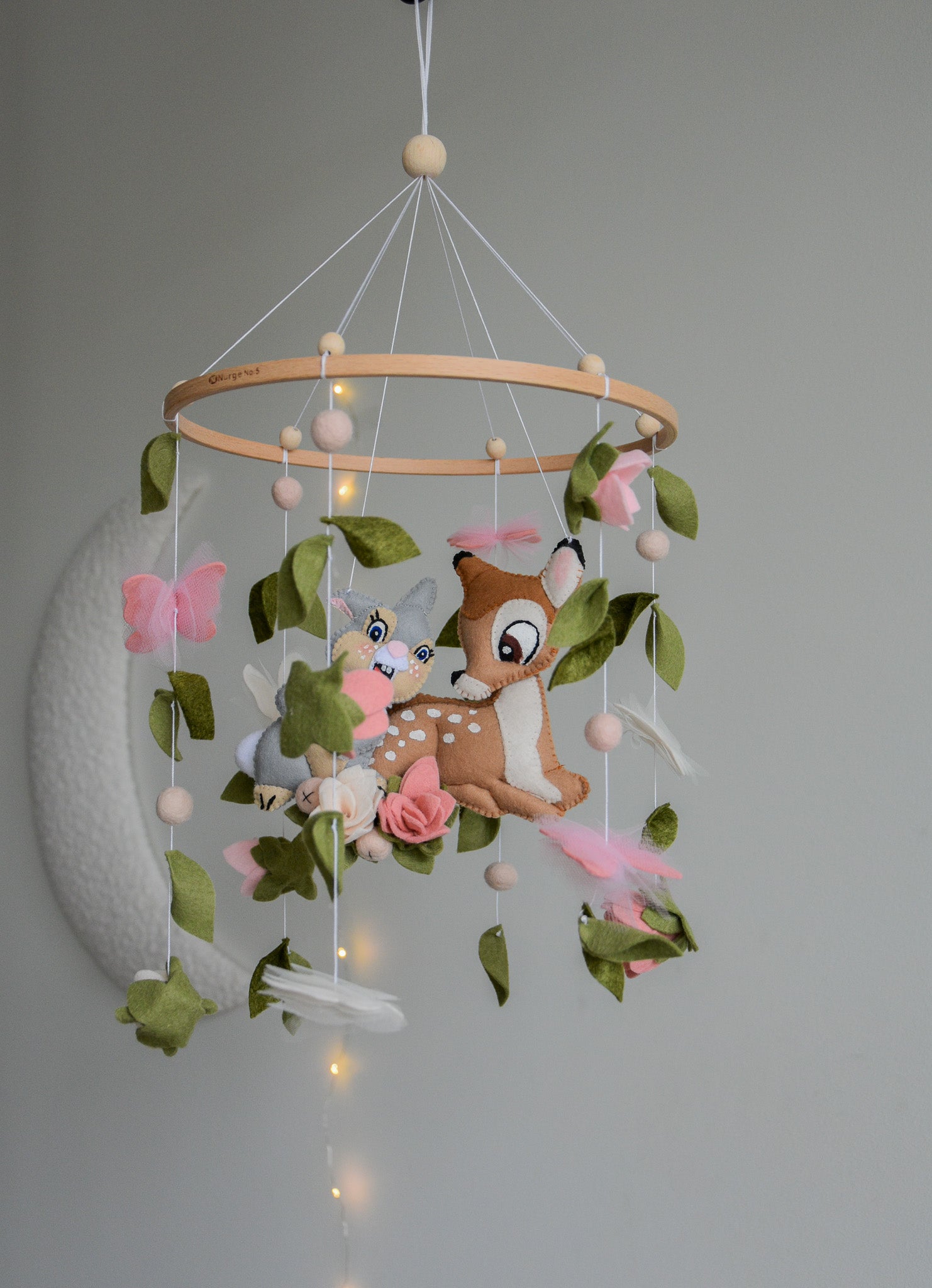 Bambi and Thumper Woodland  Baby Crib Mobile - Forest Floral Themed Nursery Decor