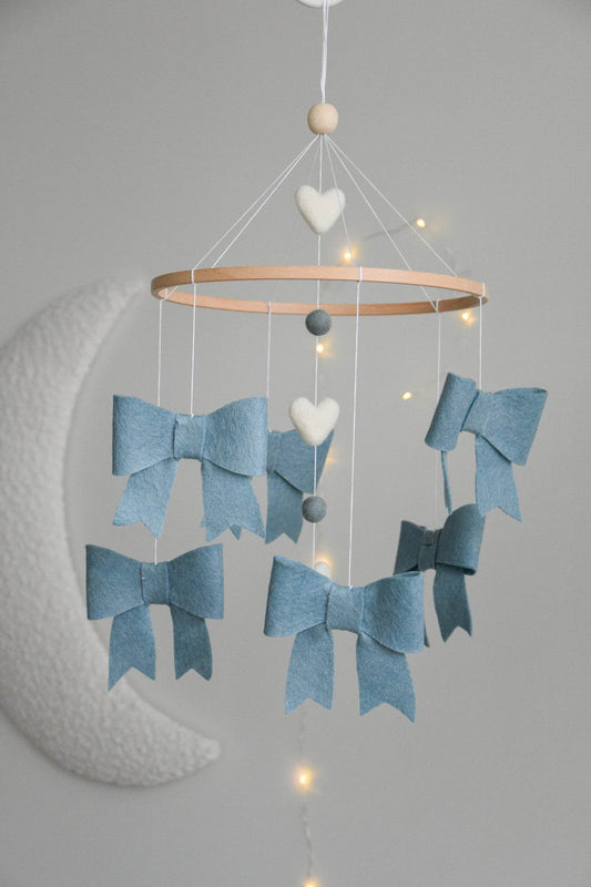 Blue bows boy Baby crib Mobile - Minidreams Decor