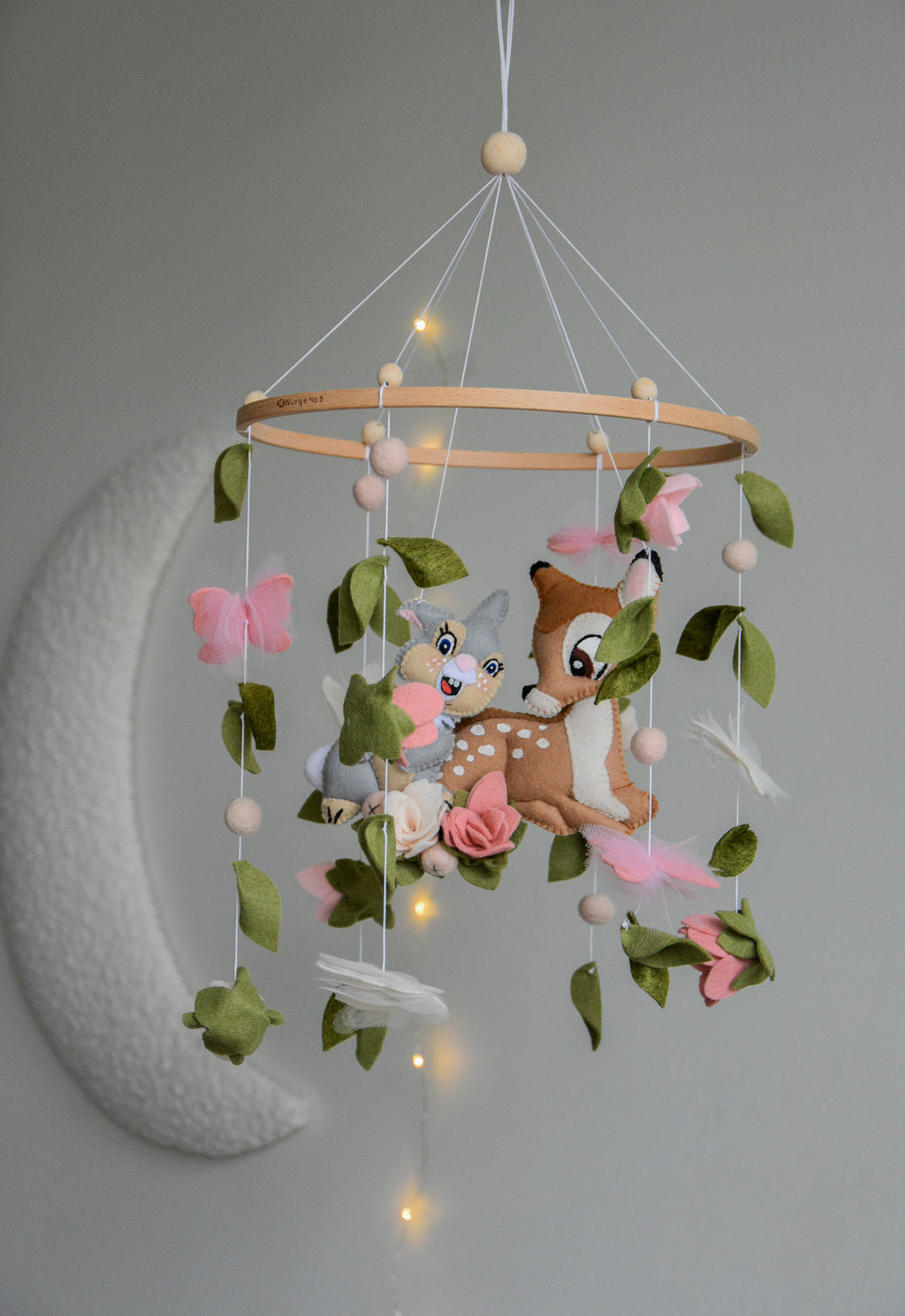 Bambi and Thumper Woodland  Baby Crib Mobile - Forest Floral Themed Nursery Decor