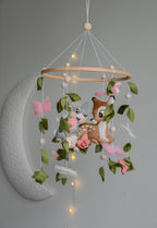 Bambi and Thumper Woodland  Baby Crib Mobile - Forest Floral Themed Nursery Decor