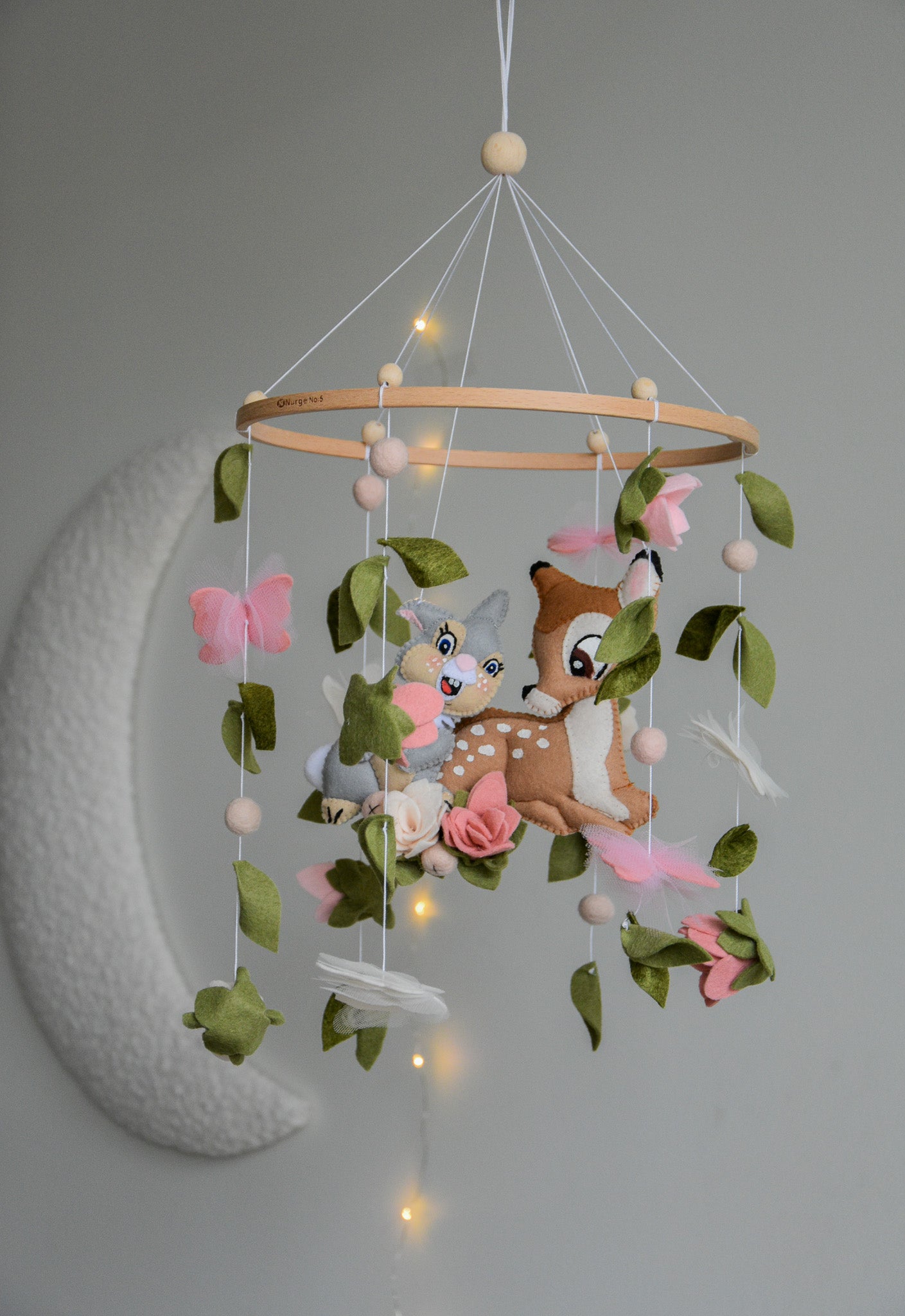 Bambi and Thumper Woodland  Baby Crib Mobile - Forest Floral Themed Nursery Decor